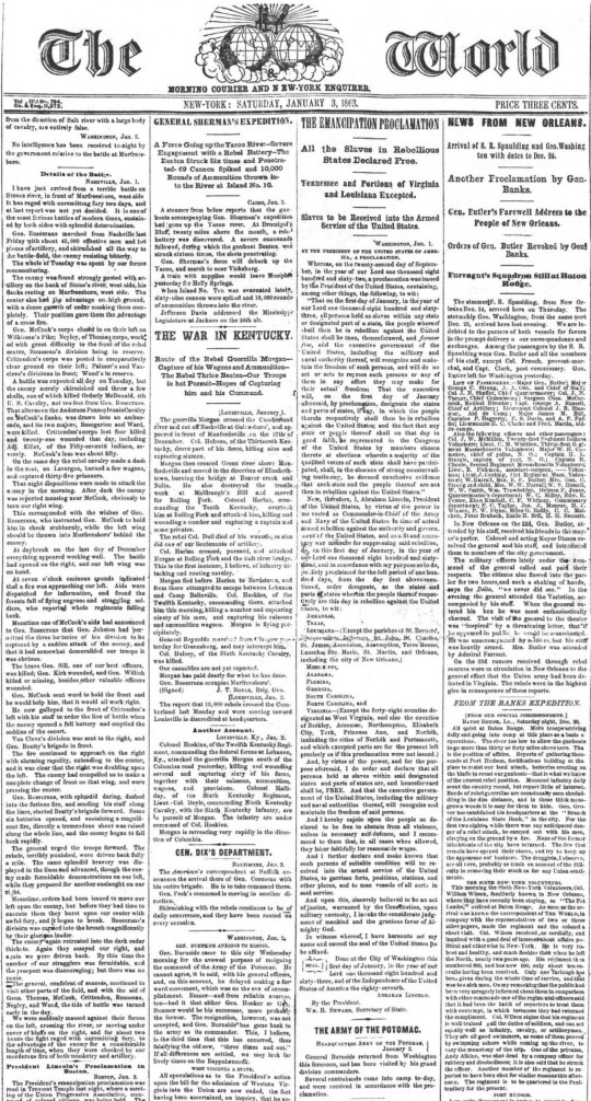 The World – New York -The Emancipation Proclamation