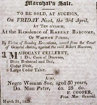 Bermuda Enslaved African Sale