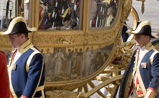 Queen Beatrix in Carriage depicting enslaved Africans