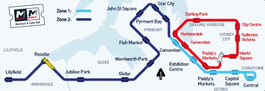 Sydney Metro Light Rail existing map