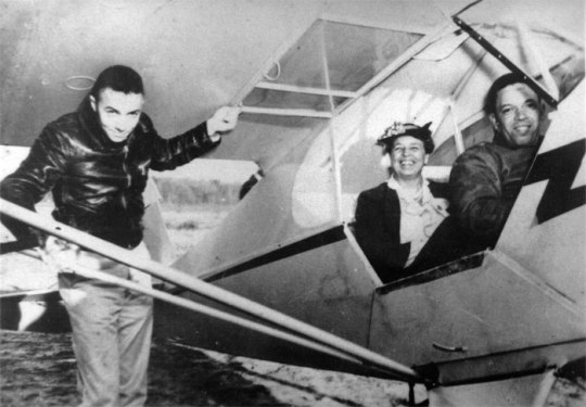 First Lady Eleanor Roosevelt insisted on flying with a black pilot in Tuskegee