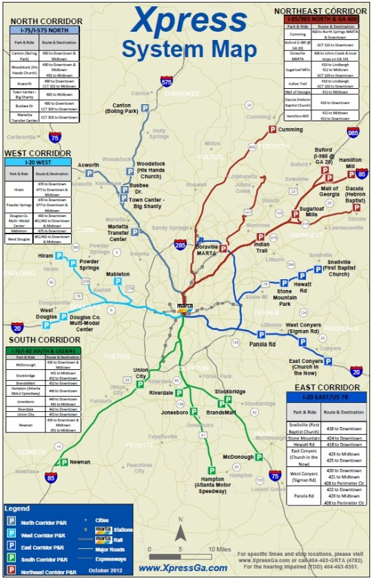 GRTA metro commuter bus map
