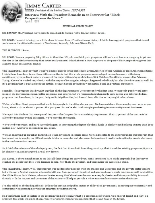 President Carter on African Americans and the economy 