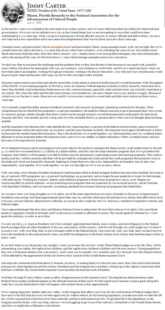 President Carter on African Americans and the economy 