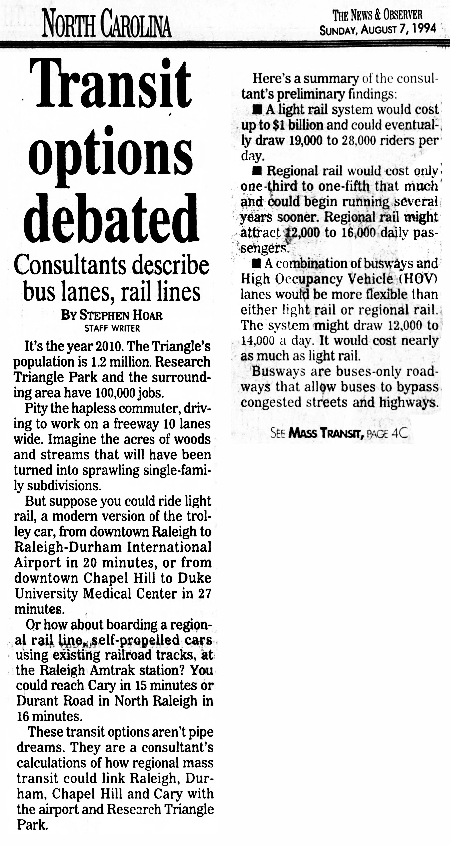 1994 August 7 Triangle Transit Authority Raleigh-Durham Light Rail 01
