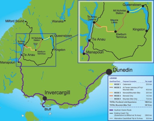 Fiordland Monorail map