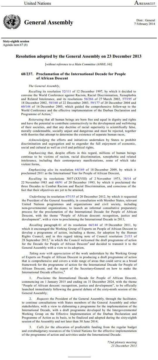 Decade for People of African Descent