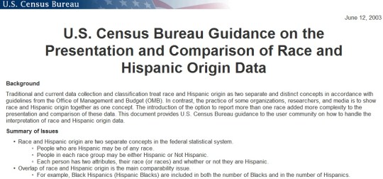 US Census Hispanic or Latino Origin