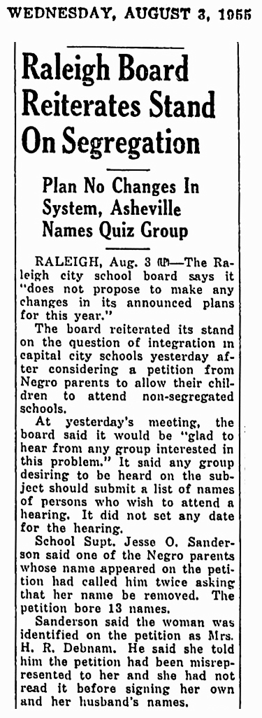 Wake County -Raleigh 1955