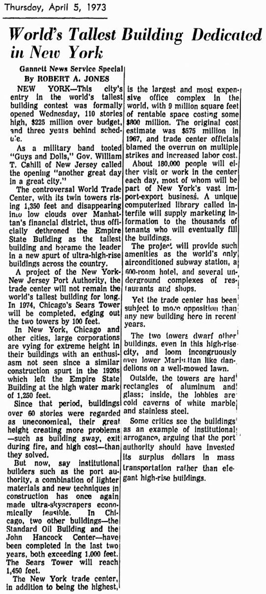 World Trade Center -April 5-1973