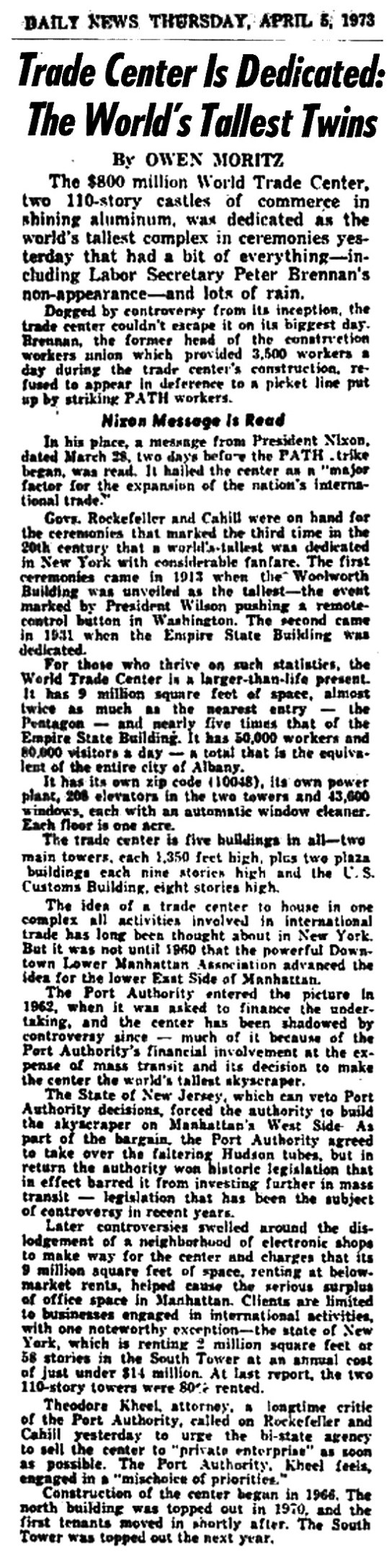 World Trade Center -April 5-1973