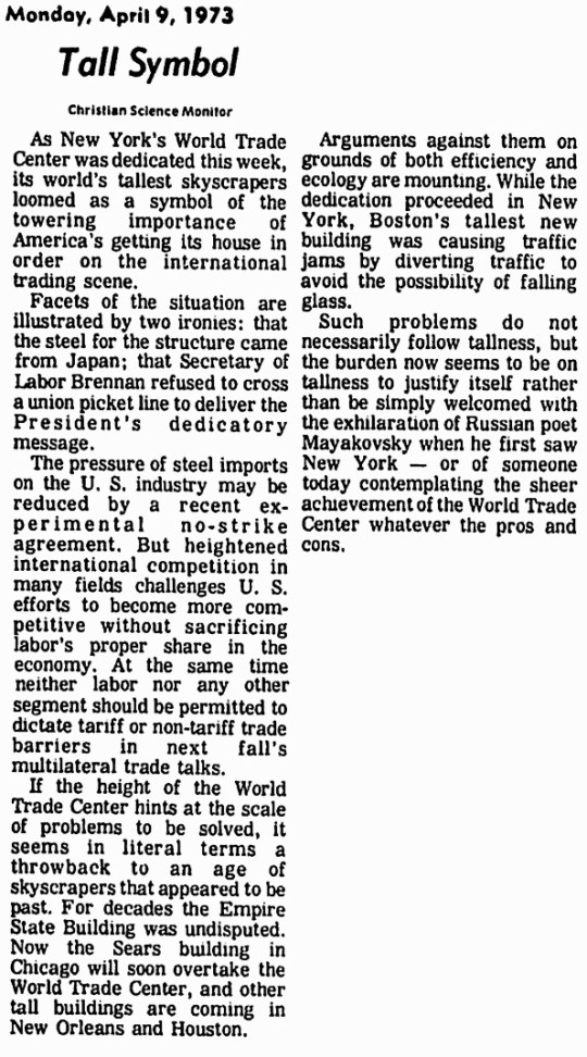 World Trade Center -April 9-1973