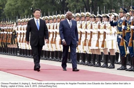 Chinese President Xi Jinping and Angolan President Jose Eduardo dos Santos