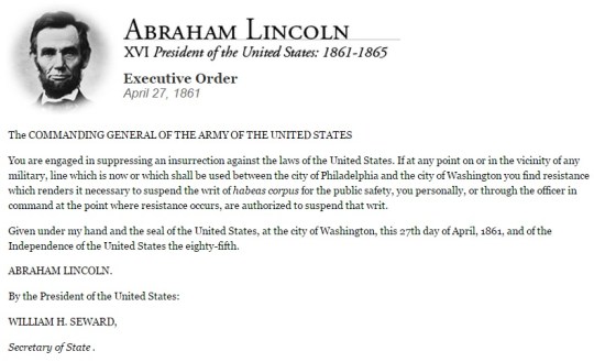 Abraham Lincoln April 27 1861