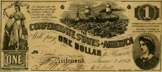 Currency Confederate States of America 1 Dollar