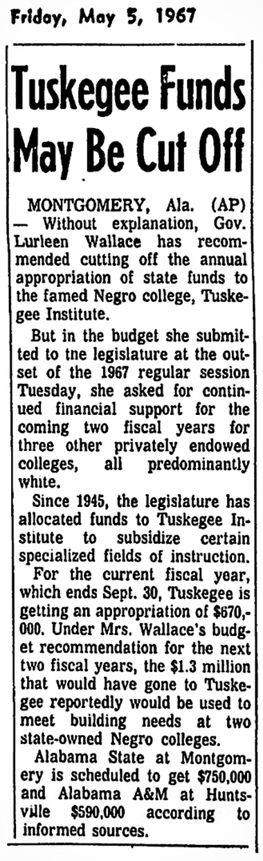 1967 Tuskegee Funding