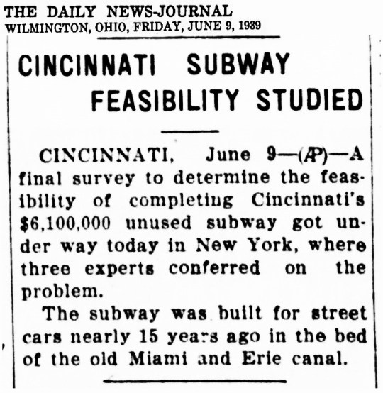 Cincinnati Subway 1939