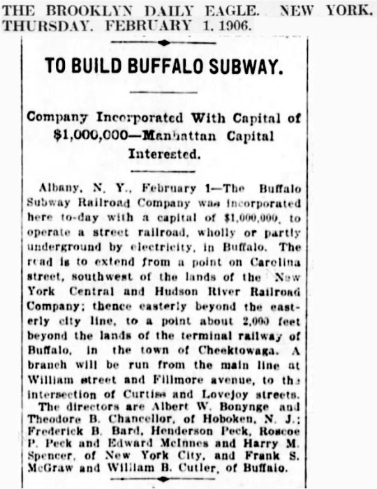Buffalo Subway 1906