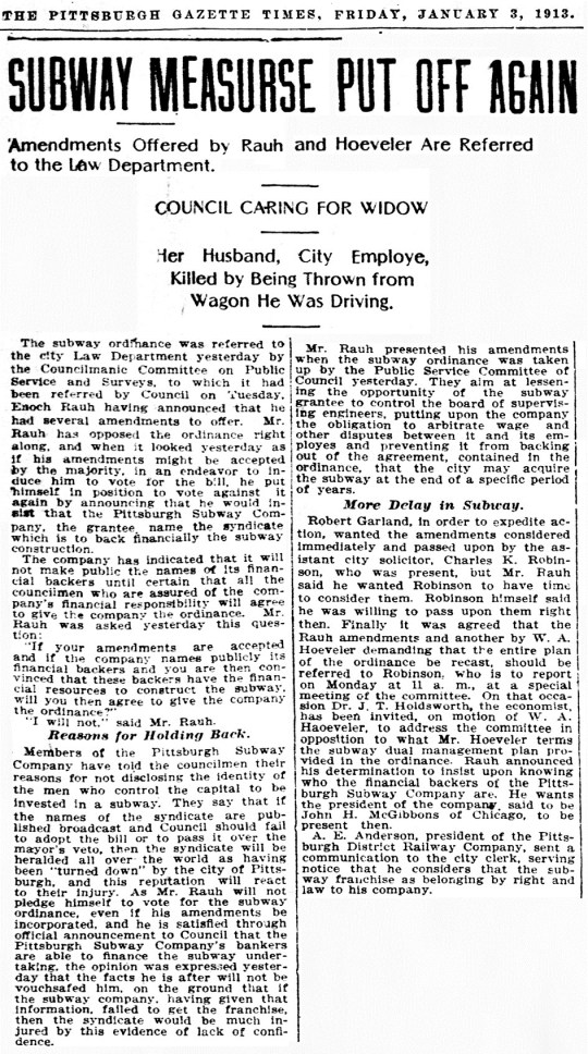 Pittsburgh Subway 1913