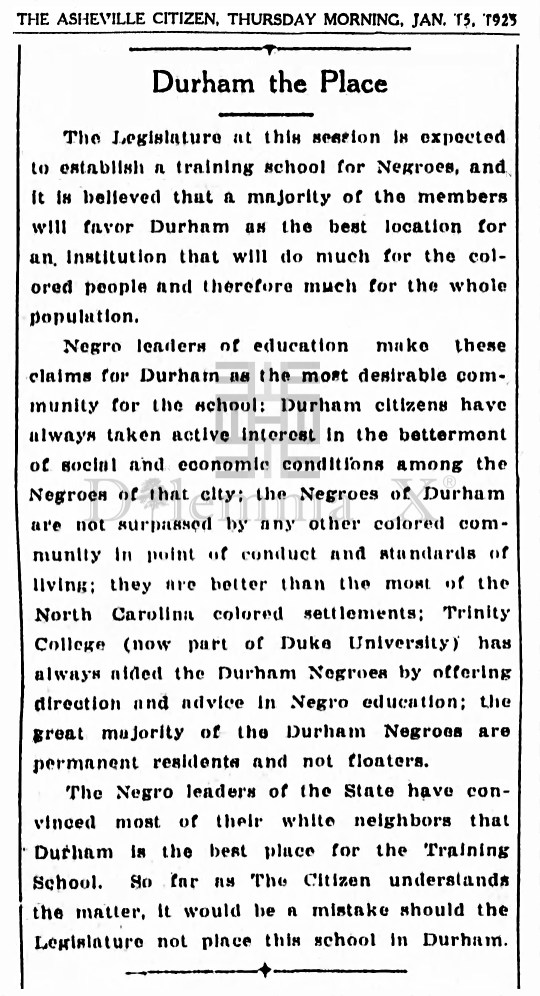 1925 Jan 15 North Carolina Central University Becoming A State College