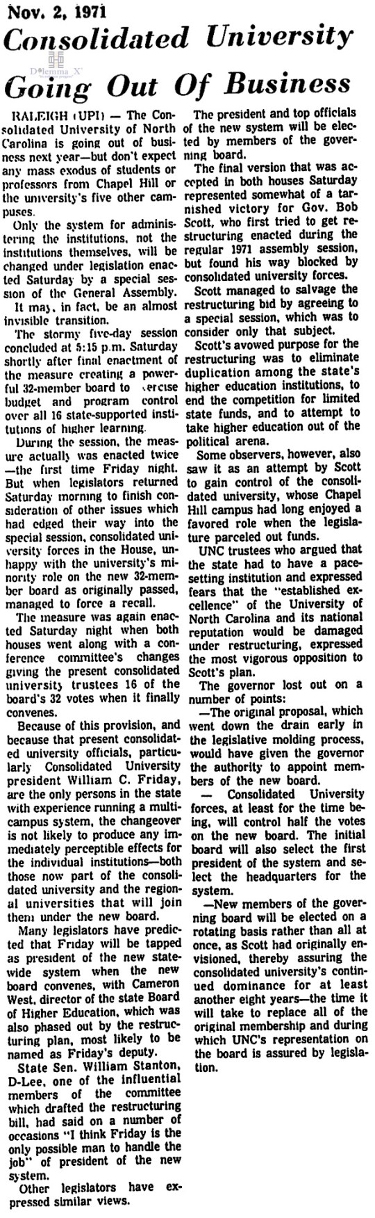 1971 Consolidated UNC System 