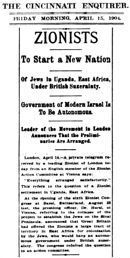 1904 Jews Uganda Zionist