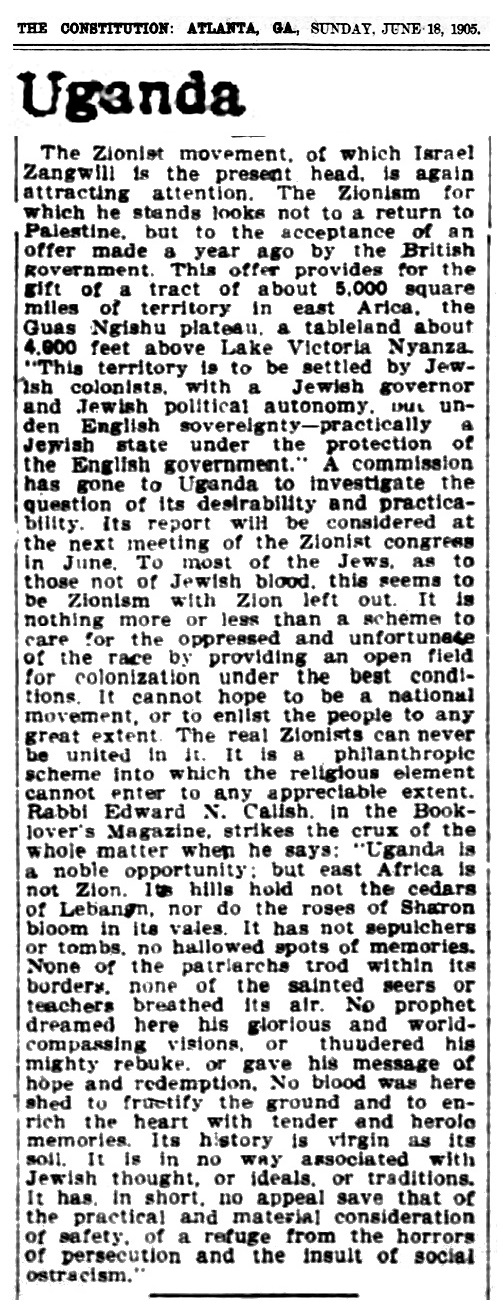 1905 Jews Uganda Zionist