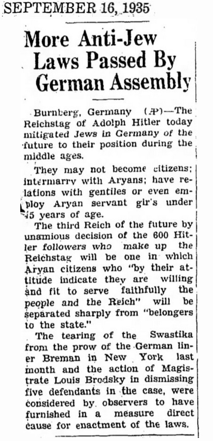 1935 Jewish Laws
