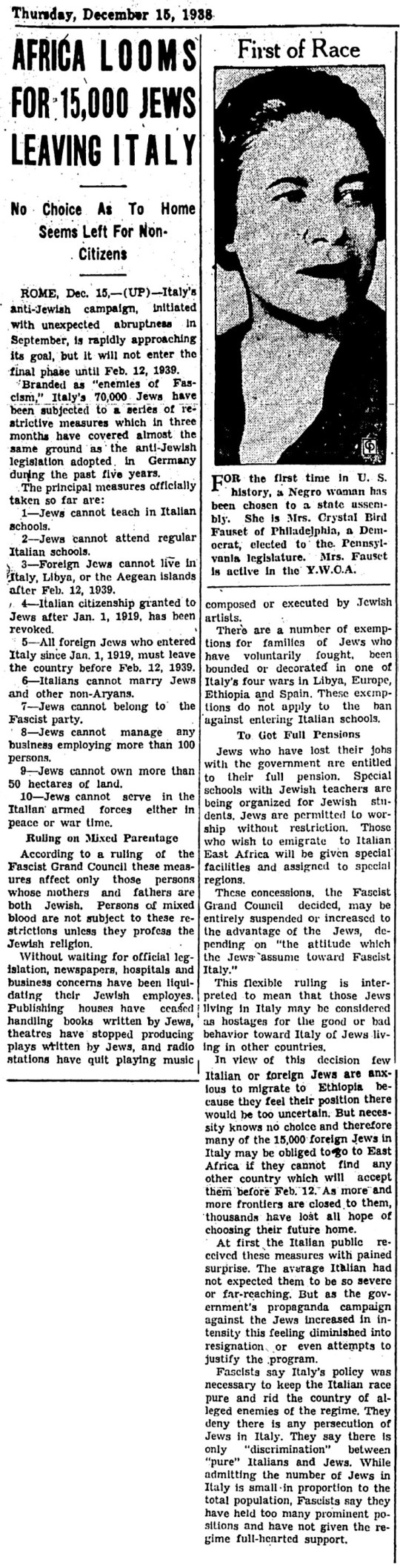 1938 Jews Italy Africa