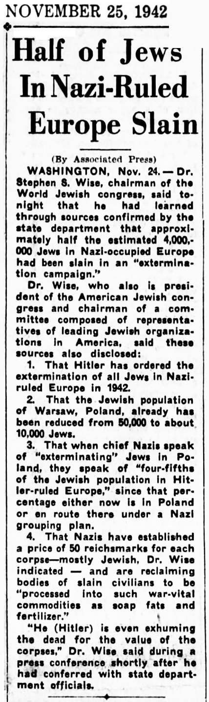 1942 Jews of Europe Slain