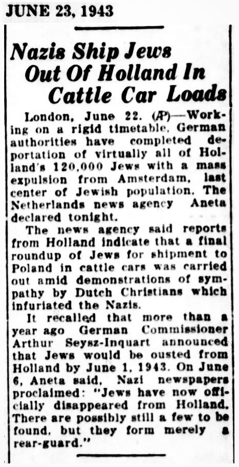 1943 -04 Jews shipped out of Holland