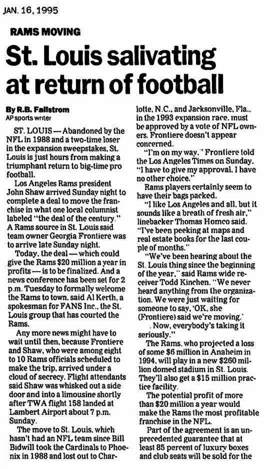 NFL Rams St Louis 1995