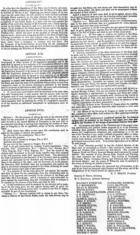 Oregon Constitution Slavery