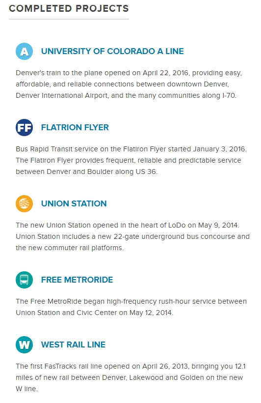 Denver RTD Rail Completed Projects
