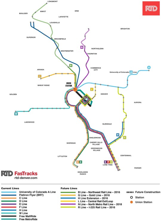 Denver RTD Rail FastTacks Map