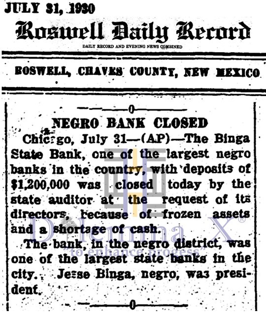 Black Banks -July 1930