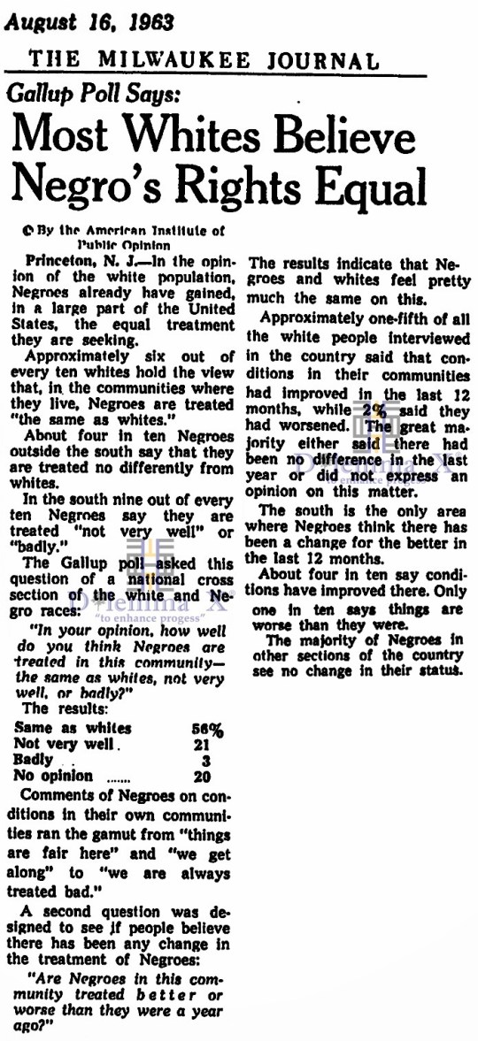 1963 US Racial Equal Treatment