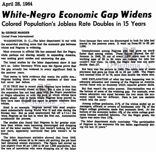 1964 White Black Economic Gap