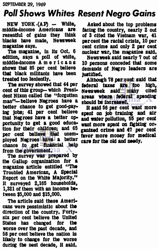 1969 White Resent African American Gains