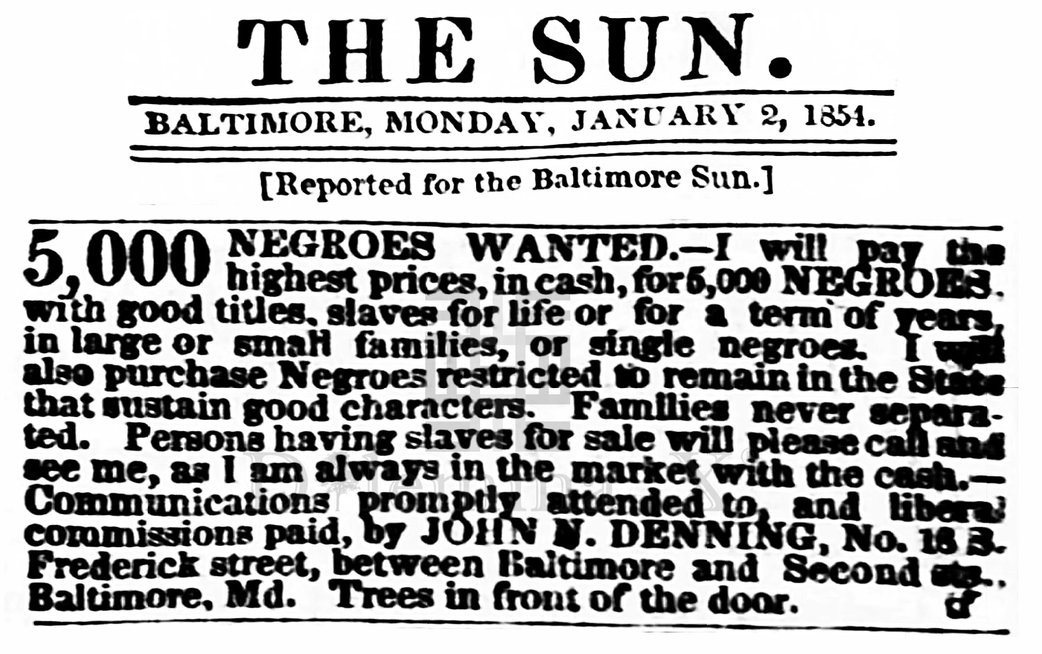 1854 US Slavery