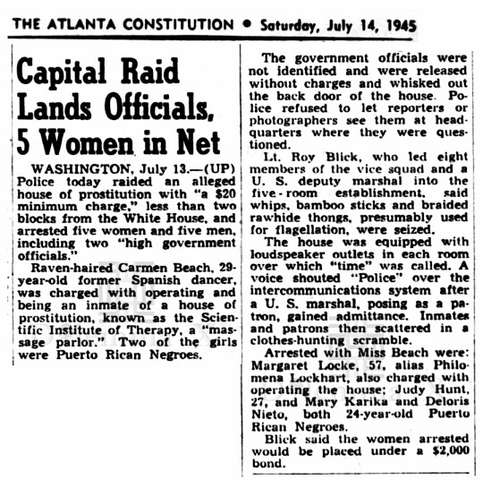 1945 Black Puerto Rican Women Prostitution Raid In Washington DC