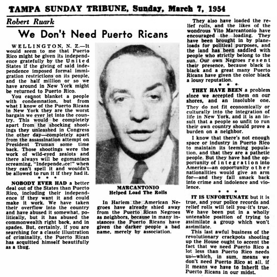 1954 March 7 Racism Against Black Puerto Ricans in New York