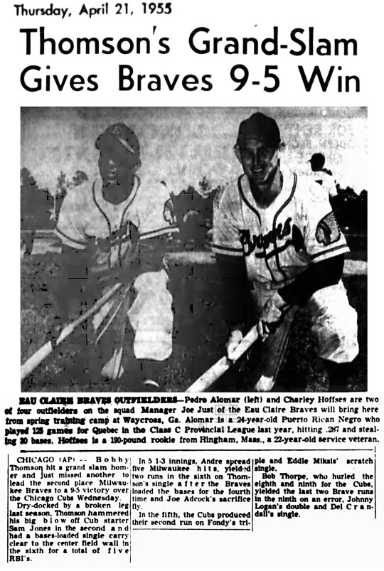 1955 Black Puerto Rican Baseball Player Pedre Alomar - Milwaukee Braves
